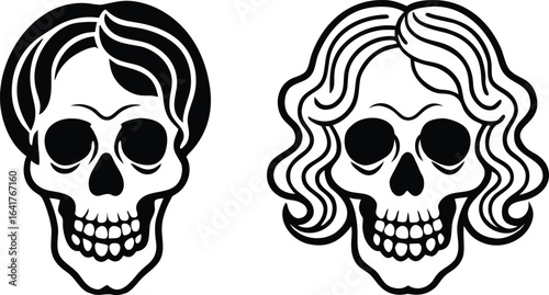 A vector illustration of a human skull and crossbones, a scary symbol of death and danger, perfect for a pirate tattoo design
