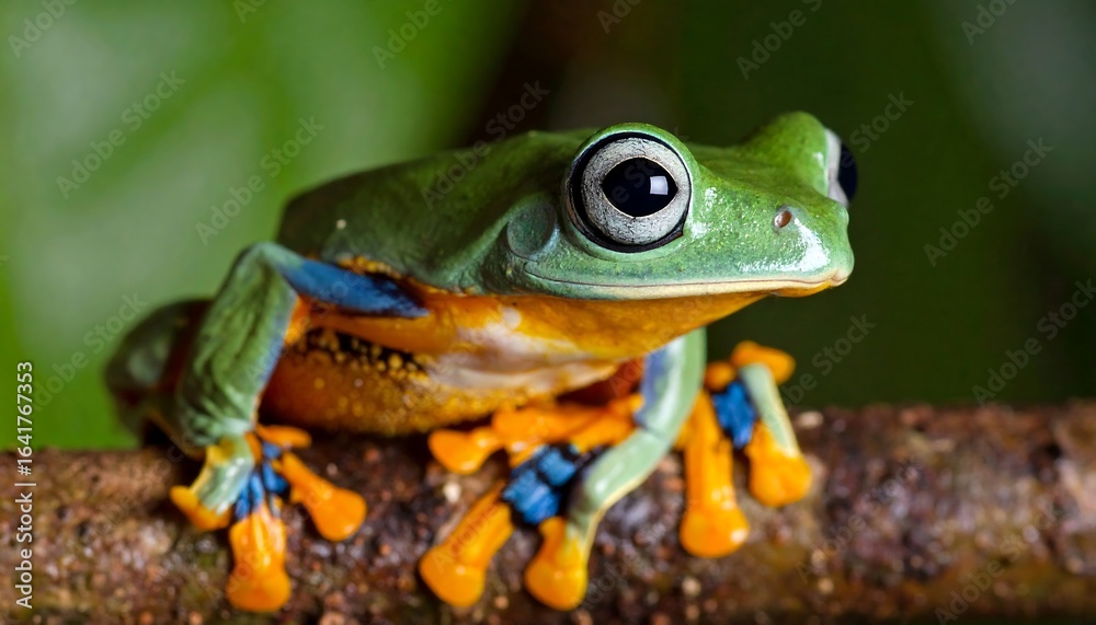Vibrant frog on branch Vibrant frog on branch