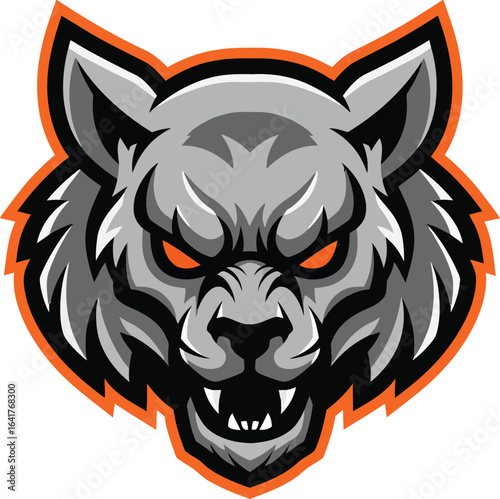 Aggressive Gray Wolf Mascot Logo Design