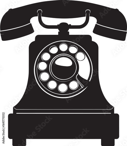 Classic Landline Phone Silhouette in Black | Retro Telephone Icon