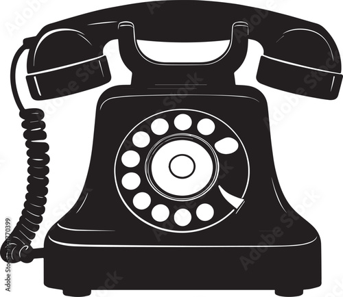 Classic Landline Phone Silhouette in Black | Retro Telephone Icon