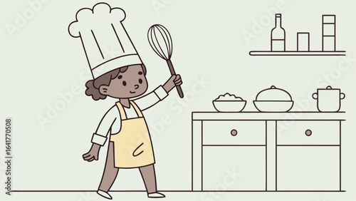 chef and kitchen utensils