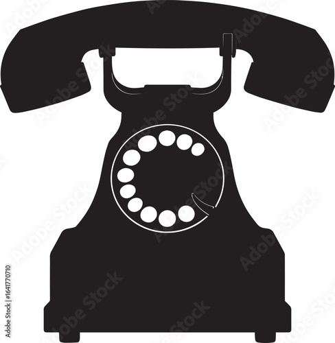 Classic Landline Phone Silhouette in Black | Retro Telephone Icon