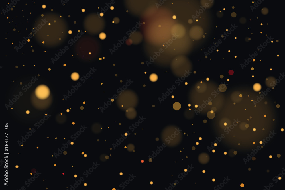 Fototapeta premium A soft burst of golden glitter radiates outward like fairy dust. Light sparkles float in layers, forming a dreamy, festive composition. Perfect for magical overlays or holiday designs.