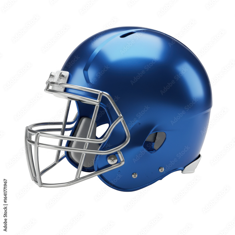 Fototapeta premium Shiny blue cricket helmet isolated on transparent background