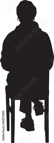 vector,silhouette of back view of a  woman sitting on a chair dressed in sportswear