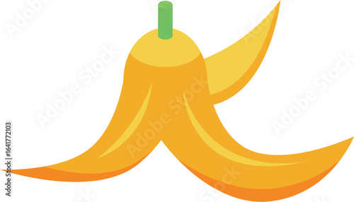 Isometric view of a banana peel emphasizing the concept of slippery hazard and potential danger