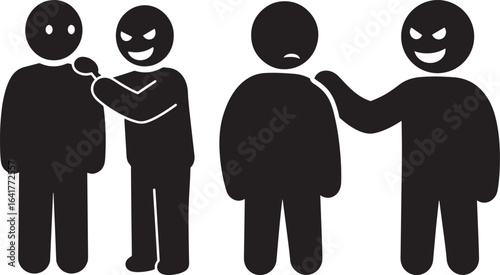 Two pairs of figures in silhouette showing conflict and intimidation