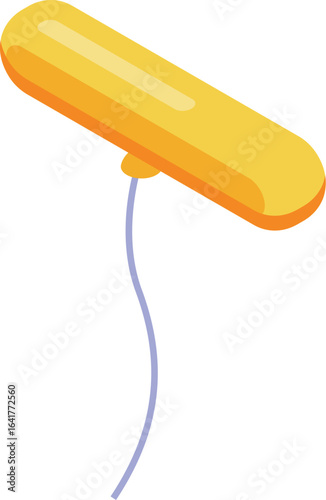 Inflated oblong balloon floating with string attached, representing celebration, parties, and festive occasions