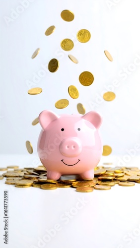 Piggy bank with falling coins (2)