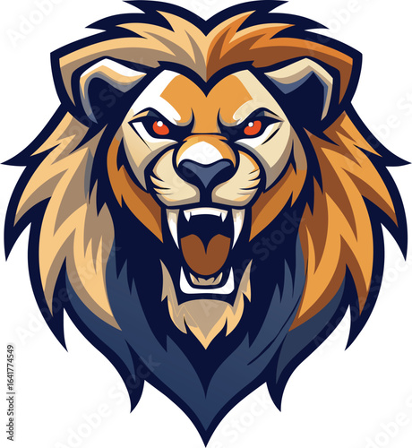 modern flat lion mascot vector roaring expression