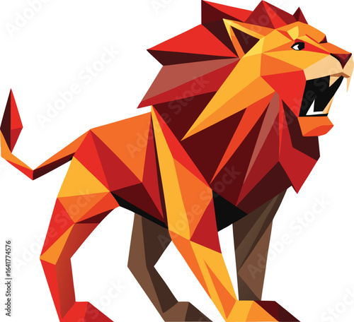 minimalist roaring lion mascot simple geometric