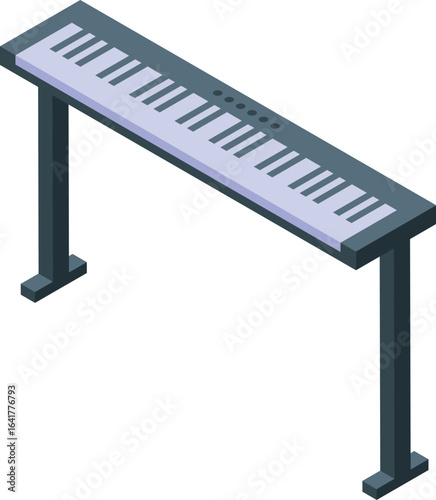 Electronic keyboard synthesizer standing on a support, ready for creating music in a modern studio setting