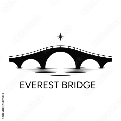 Simple minimalist bridge silhouette in black and white logo design for modern branding and architecture themes