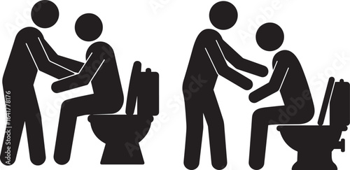 Assisted toilet use silhouette