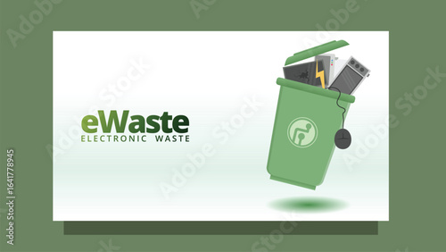 ewaste concept.  electronic waste management concept. damage electronic device in the garbage. modern clean style screen size template for web or presentation vector illustration