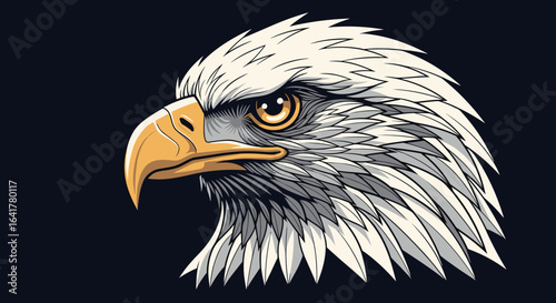 Majestic bald eagle head profile majestic wild bird of prey fierce gaze detailed illustration