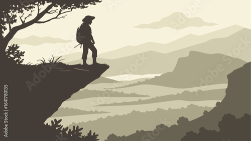 silhouette of a man in the mountains