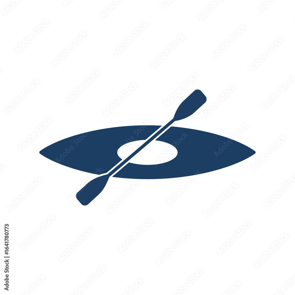 Kayaking silhouette canoe paddle water sports outdoor adventure river boat icon isolated vector graphic Kayaking silhouette canoe paddle water sports outdoor adventure river boat icon isolated vector graphic