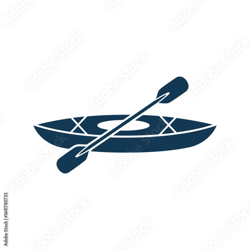 Kayaking silhouette vector illustration canoe paddle water sport gear outdoor adventure icon