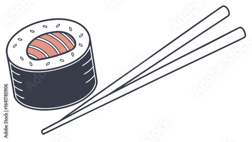 sushi with chopsticks
