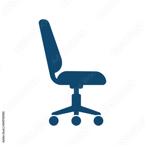 Blue office chair silhouette vector illustration modern swivel seat ergonomic furniture workspace element isolated graphic