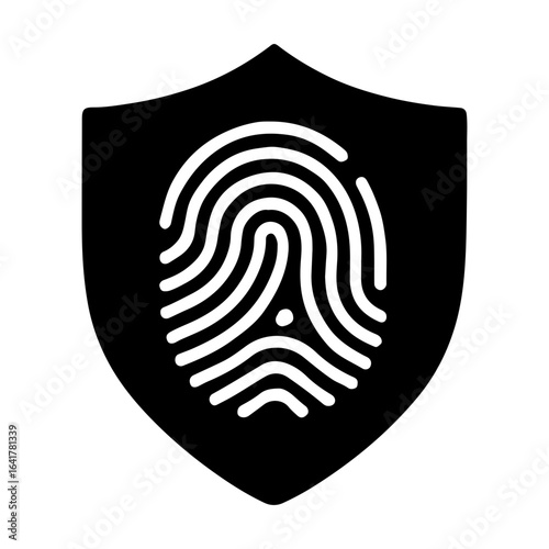 Fingerprint identification on a security shield representing digital security and biometric authentication system