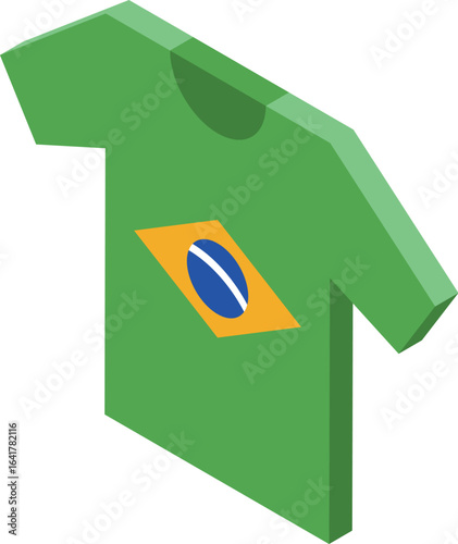 Green t shirt with brazilian flag celebrating national identity, patriotism, and sporting events