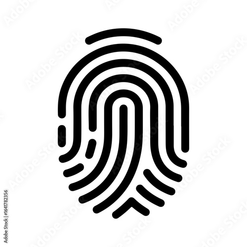 A simple fingerprint outline icon representing biometric identification and security for personal access and data protection