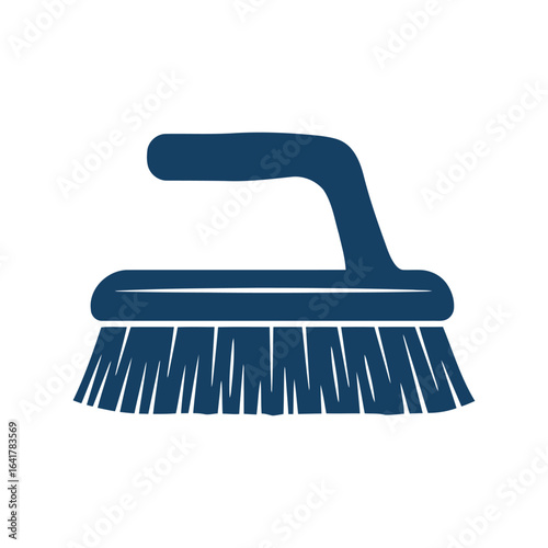 Blue cleaning brush vector illustration scrubbing tool household hygiene equipment sanitation icon