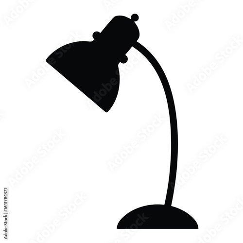 Black silhouette of a desk lamp on a white background