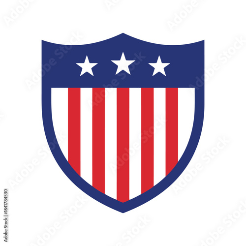 American Shield Vector Badge, USA Stars and Stripes, Patriotic Emblem, National Team Logo