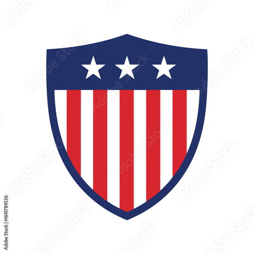 American Shield Vector Badge, USA Stars and Stripes, Patriotic Emblem, National Team Logo
