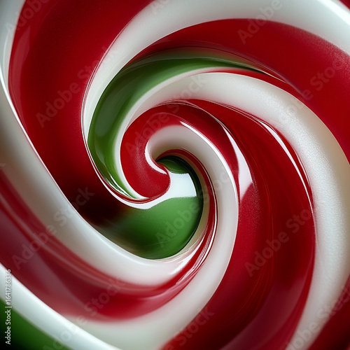 Red White And Green Swirl Candy Close Up Macro View lollipop sweet