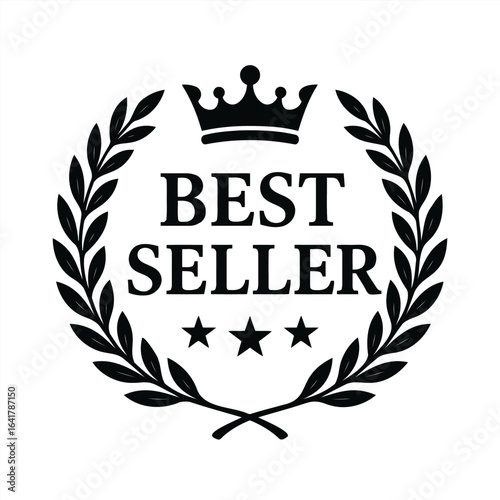 Flat minimalist best seller silhouette vector icon representing product ranking, bestseller label, and e-commerce promotion in modern marketing design