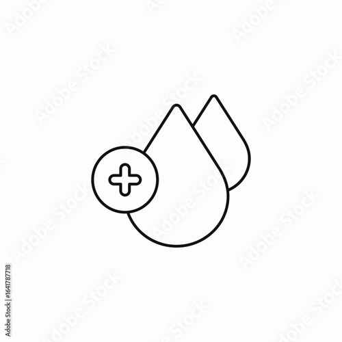 water drop plus icon sign vector