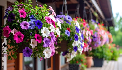 Wallpaper Mural Vibrant hanging flower baskets Torontodigital.ca