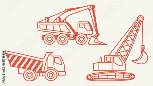 set of construction machines