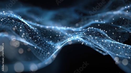 glowing blue network wave abstract
