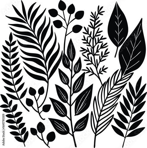 Tropical Leaf Pattern Brush Pack for Nature-Inspired Artwork.