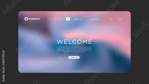 Website landing page design showcasing a modern welcome screen with pastel color gradients