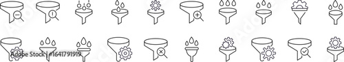 Filter, Funnel Line Icon Collection. Minimalistic Linear Pictogram for Web and Graphic Design, Apps, Banners, Social Network and Cards