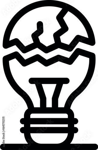 Broken light bulb representing a lack of ideas, a creative block, or a failure in innovation