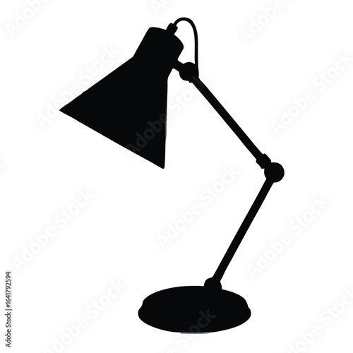 Black silhouette of an adjustable desk lamp white background 2