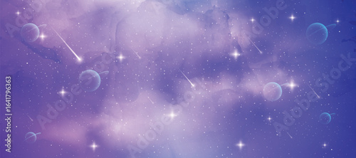 Space galaxy background with many stars. Space infinity with milky way starlight glow astronomical vector background	