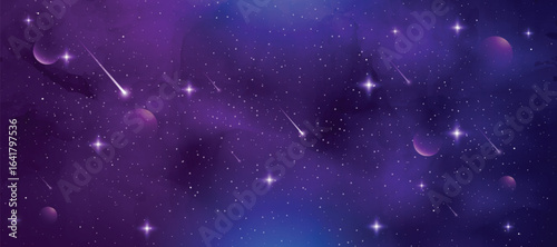 Space galaxy background with many stars. Space infinity with milky way starlight glow astronomical vector background	