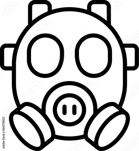 Simple line icon of a gas mask, providing safety and protection against hazardous substances