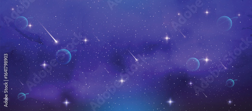 Space galaxy background with many stars. Space infinity with milky way starlight glow astronomical vector background	