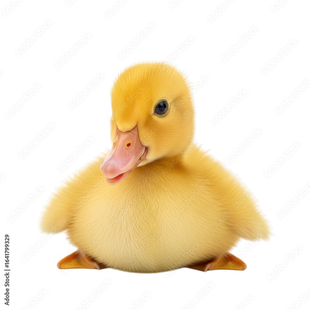 Obraz premium A fluffy yellow duckling isolated on transparent background