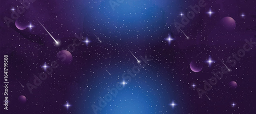Space galaxy background with many stars. Space infinity with milky way starlight glow astronomical vector background	